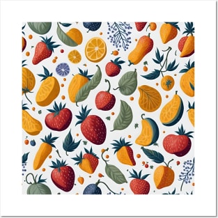 fruits pattern design, fruits illustration Posters and Art